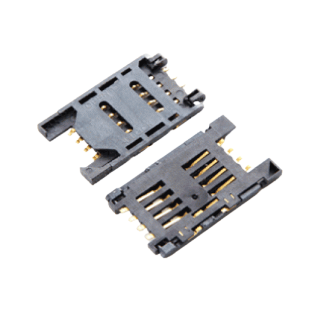 Flip type 8pin SIM Card Holder in Plastic body