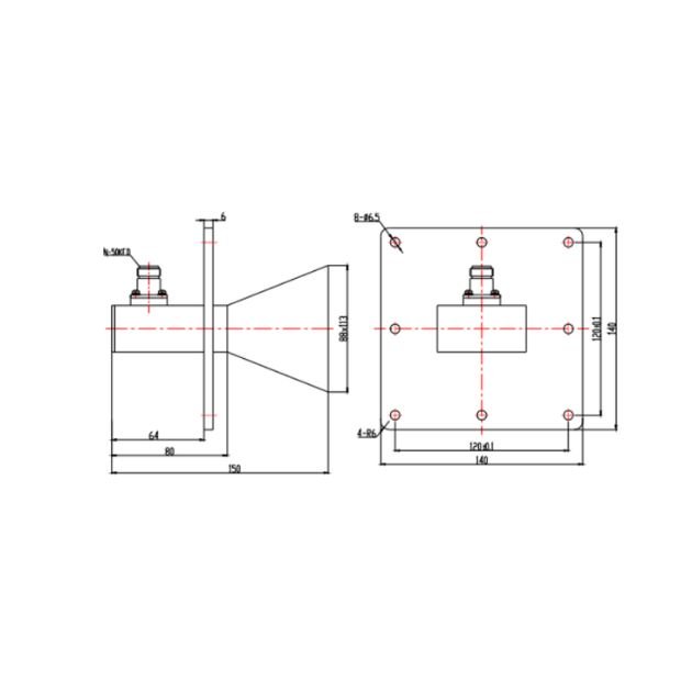 Standard Gain Horn Antenna-3.22-4.9 GHz,SRFS40SGAH10NK