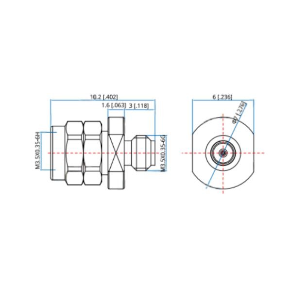 Coaxial Adaptor 0.8mm (M) to 0.8mm (F)