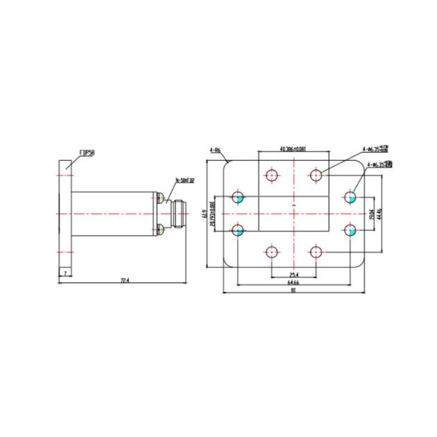 Waveguide to Coaxial Adapter (End-Launch) SRFS58WECANKPA