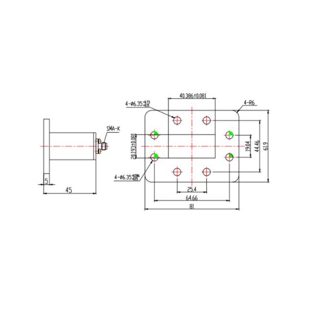Waveguide to Coaxial Adapter (End-Launch) SRFS58WECASKPA