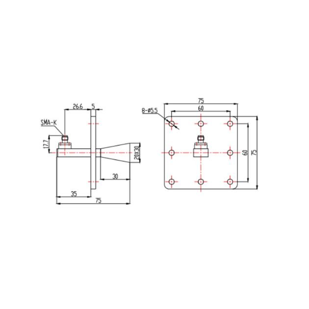 Standard Gain Horn Antenna-14.5-22 GHz