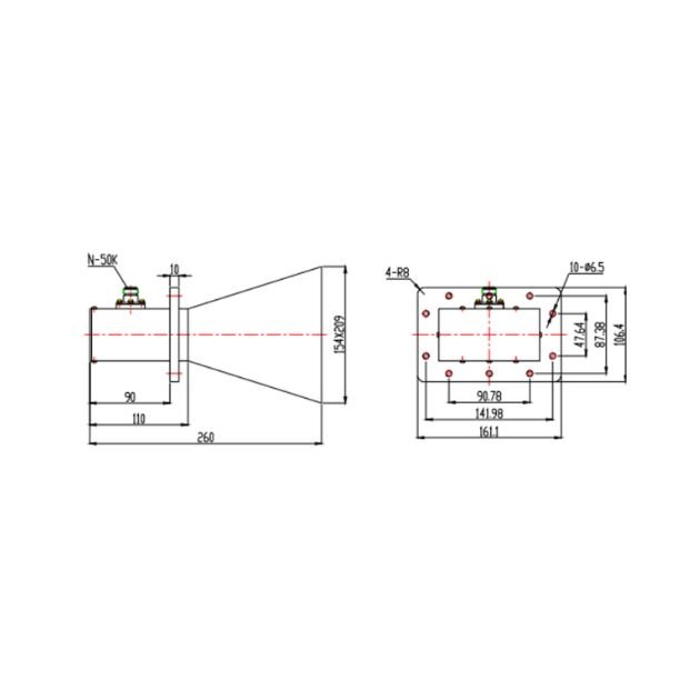 Standard Gain Horn Antenna-2.17-3.3 GHz, SRFS26SGAH10NK