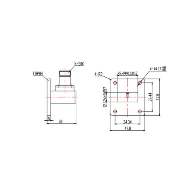 WR112 Waveguide to Coaxial Adapter Right Angle Part no SRFS84WCANKPC