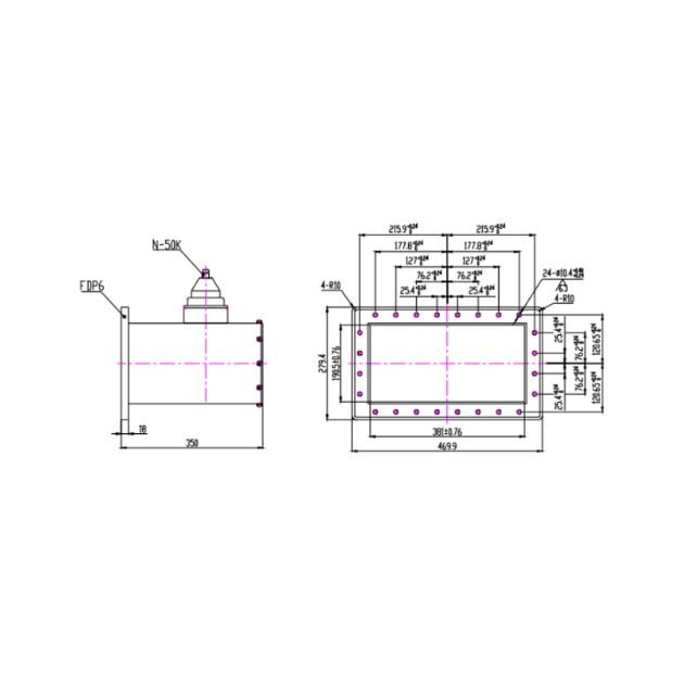 WR1500 Waveguide to Coaxial Adapter Right Angle Part no SRFS6WCANKPA