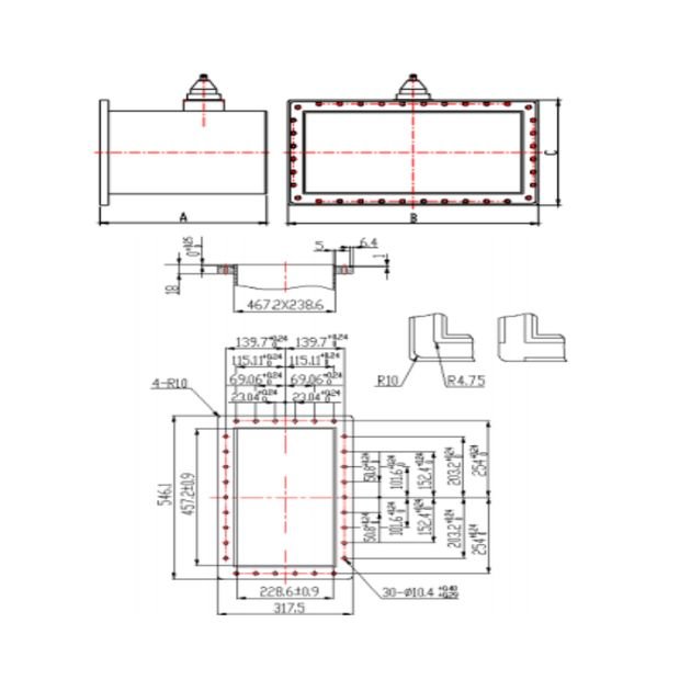 WR1800 Waveguide to Coaxial Adapter Right Angle Part no SRFS5WCANKPA