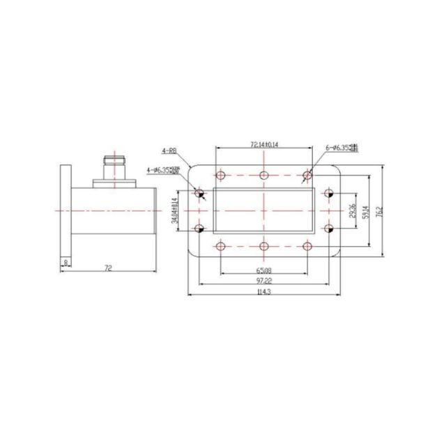 WR229 Waveguide to Coaxial Adapter Right Angle Part no SRFS40WCANKPA