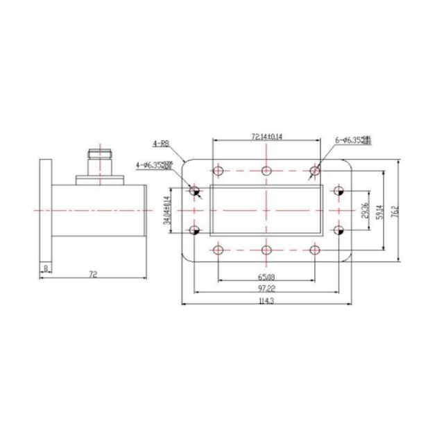 WR284 Waveguide to Coaxial Adapter Right Angle Part no SRFS32WCANKPA