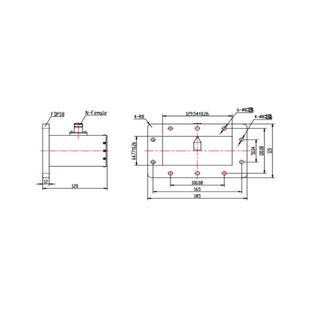 WR510 Waveguide to Coaxial Adapter Right Angle Part no SRFS18WCANKPA