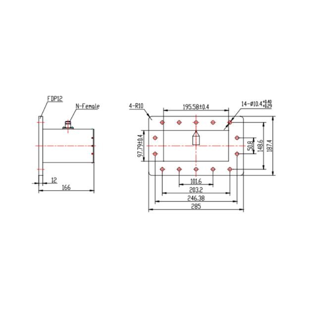 WR650 Waveguide to Coaxial Adapter Right Angle Part no SRFS14WCANKPA