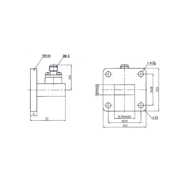 Waveguide to Coaxial Adapter Part No- SRFS140WCASKPC