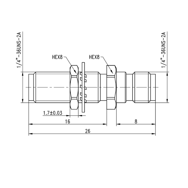 2.92mm Female to 2.92 mm Female Bulkhead Adapter CAR4001