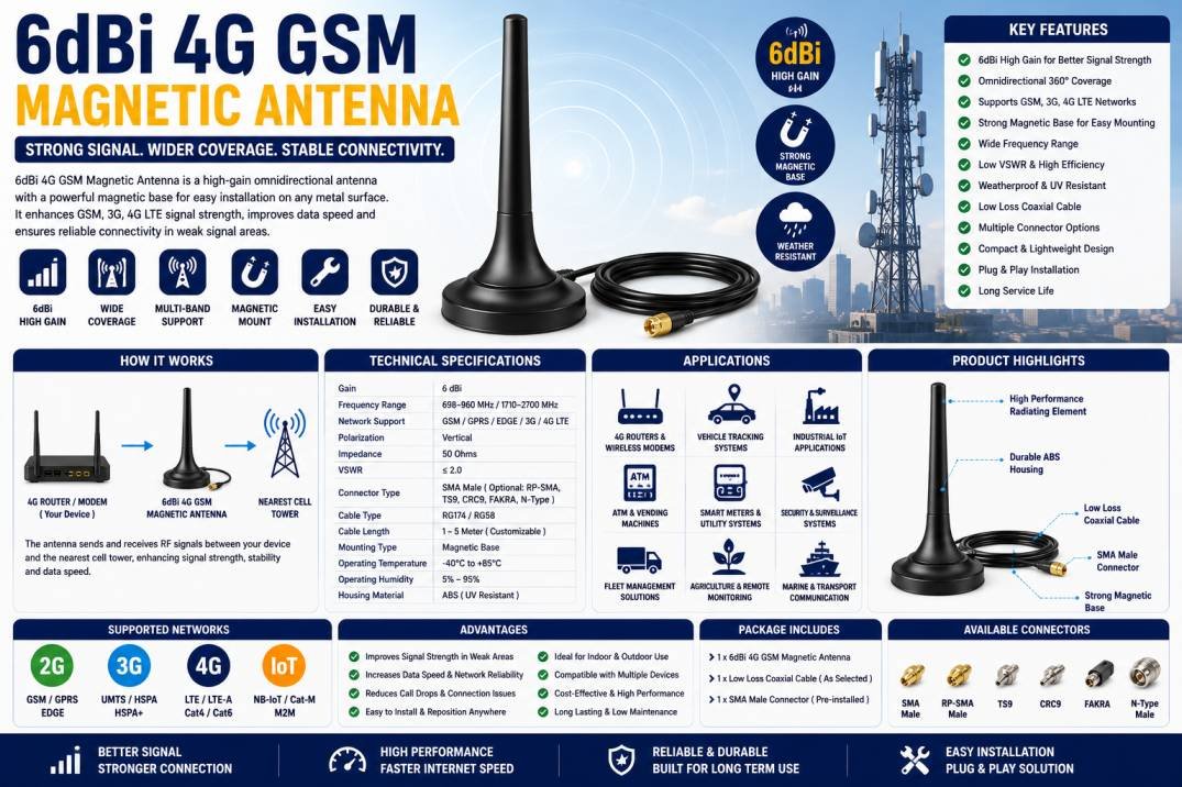 6dBi 4G GSM Magnetic Antenna