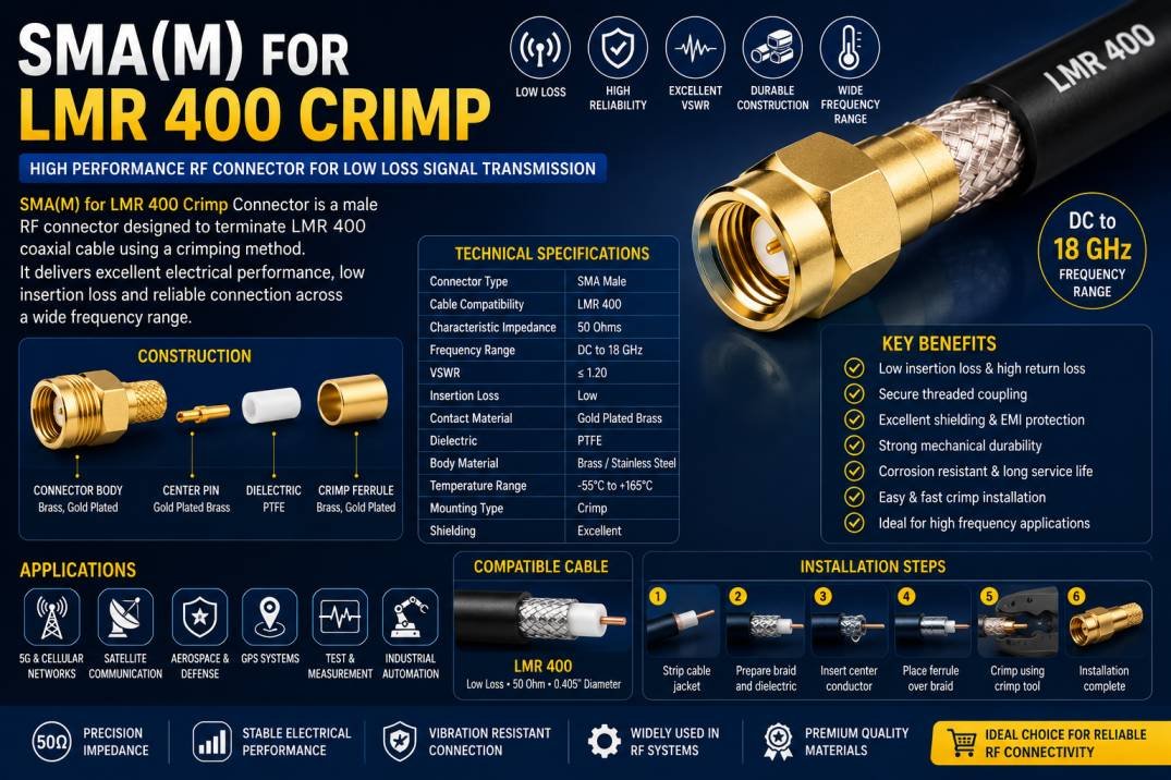 SMA(M) for LMR 400 Crimp Connector