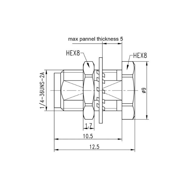 SMA Female Bulkhead Termination, DC-18GHz, 2Watts CTR18SMAFY