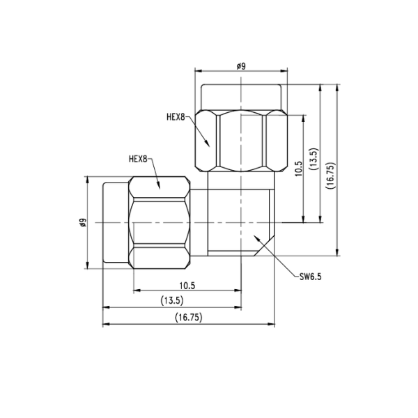 SMA Male to SMA Male Right Angle Adapter CAR2702